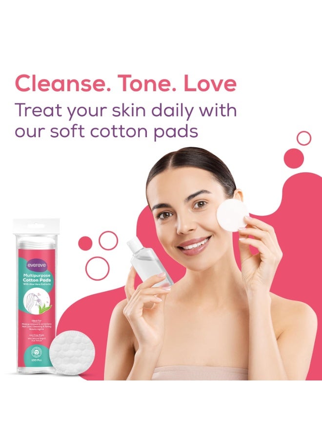 عشية أي وقت مضى وسادات قطنية متعددة الأغراض من إيفيريف، 200 قطعة، 100% قطن، بخلاصة الصبار، منقوشة، مزدوجة الجوانب، لتنظيف البشرة، وإزالة مكياج العيون والوجه، وإزالة طلاء الأظافر، عبوة من قطعتين (100 قطعة لكل منهما) - Image 3