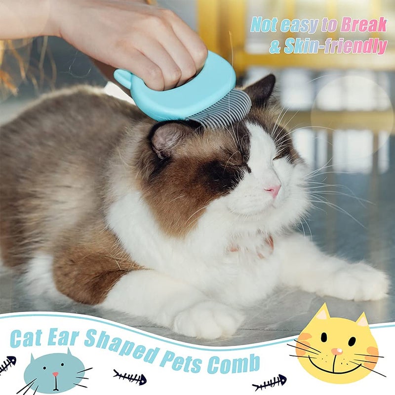 Ameliade Cat Comb Pet Short Long Hair Removal Massaging Shell Comb Soft Deshedding Brush Grooming And Shedding Matted Fur Remover Massage Dematting Tool For Dog Puppy Rabbit (Blue) - Image 2