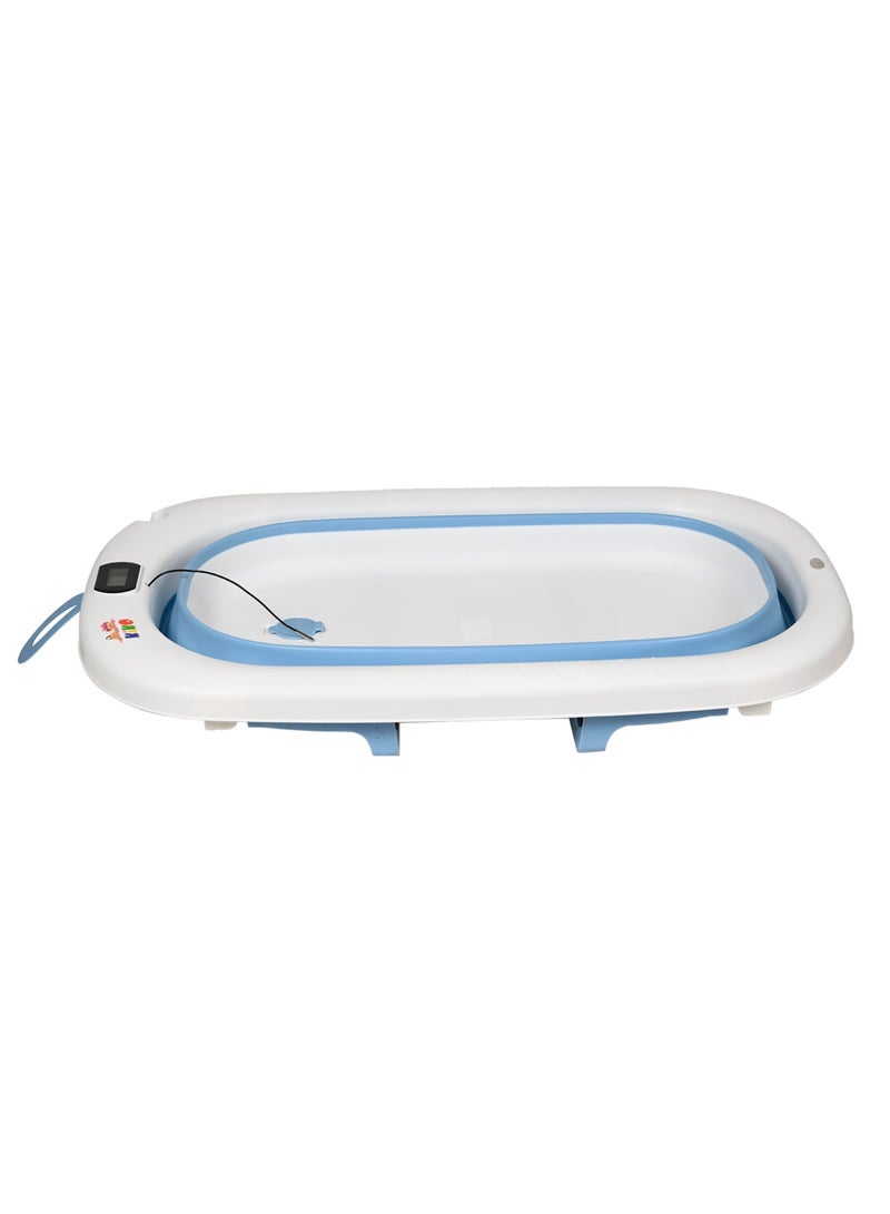 كيكو حوض استحمام للأطفال قابل للطي من كيكو، مزود بقاعدة مضادة للانزلاق، وقابس مياه يستشعر درجة الحرارة، وحوض استحمام قابل للتركيب على الحائط، ومقعد أطفال لحديثي الولادة، من عمر 0 ​​إلى 3 سنوات، أزرق - Image 2