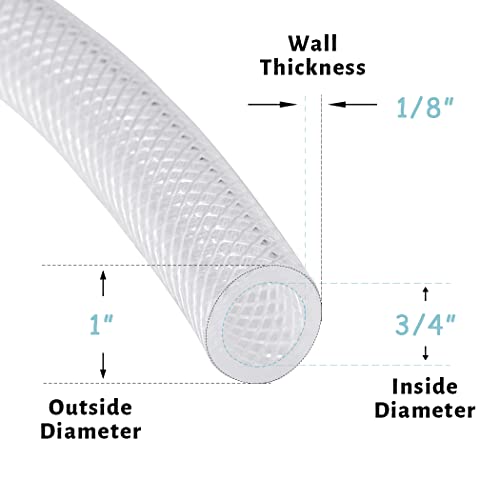DAVCO 3/4" ID - 10 ft Heavy Duty Braided Clear Plastic Vinyl Tubing, Flexible High Pressure Reinforced PVC Plastic Tube Hose, Non-toxic, BPA Free, with 2 Stainless Clamps - Image 3