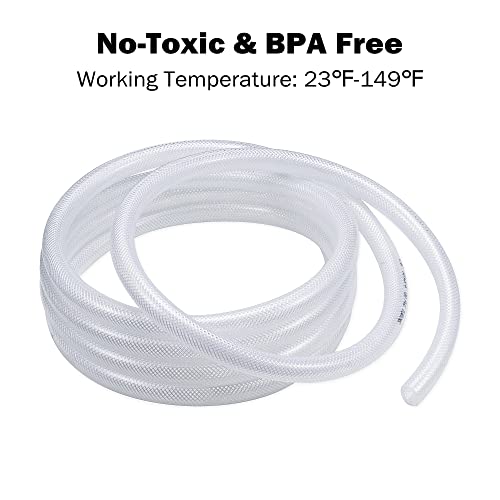 DAVCO 3/4" ID - 10 ft Heavy Duty Braided Clear Plastic Vinyl Tubing, Flexible High Pressure Reinforced PVC Plastic Tube Hose, Non-toxic, BPA Free, with 2 Stainless Clamps - Image 5
