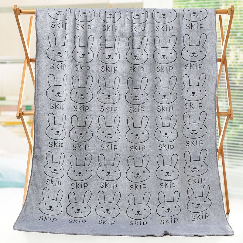 general Kids Microfiber Bath Towel, Cartoon Rabbit Print Beach Towel for Children Swimming and Shower - Image 1