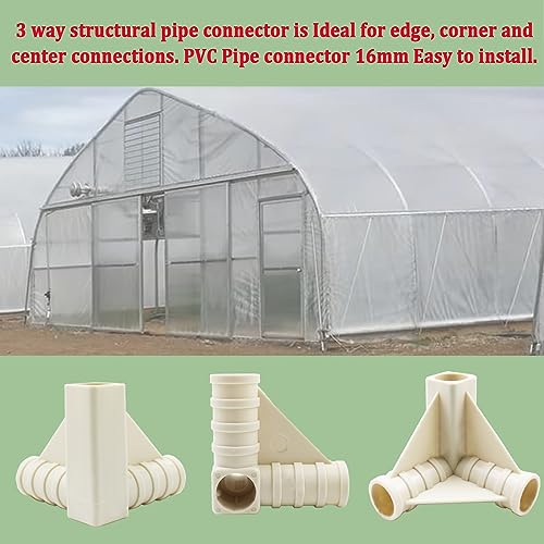 Rsoise 3-Way 16mm 5/8'' PVC Pipe connectors for Outdoor Grow Tent and Plant Grow Tent, 3-Way PVC Pipe Fittings Build Heavy Duty Greenhouse Frame Furniture Connectors Tent Connections - Image 4