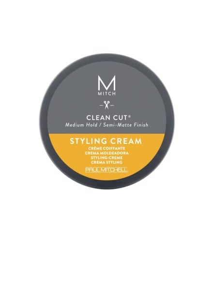 Mitch MITCH by Paul Mitchell Clean Cut Styling Cream for Men, Medium Hold, Semi-Matte Finish, For All Hair Types + Short to Medium Hair, 3 oz. 