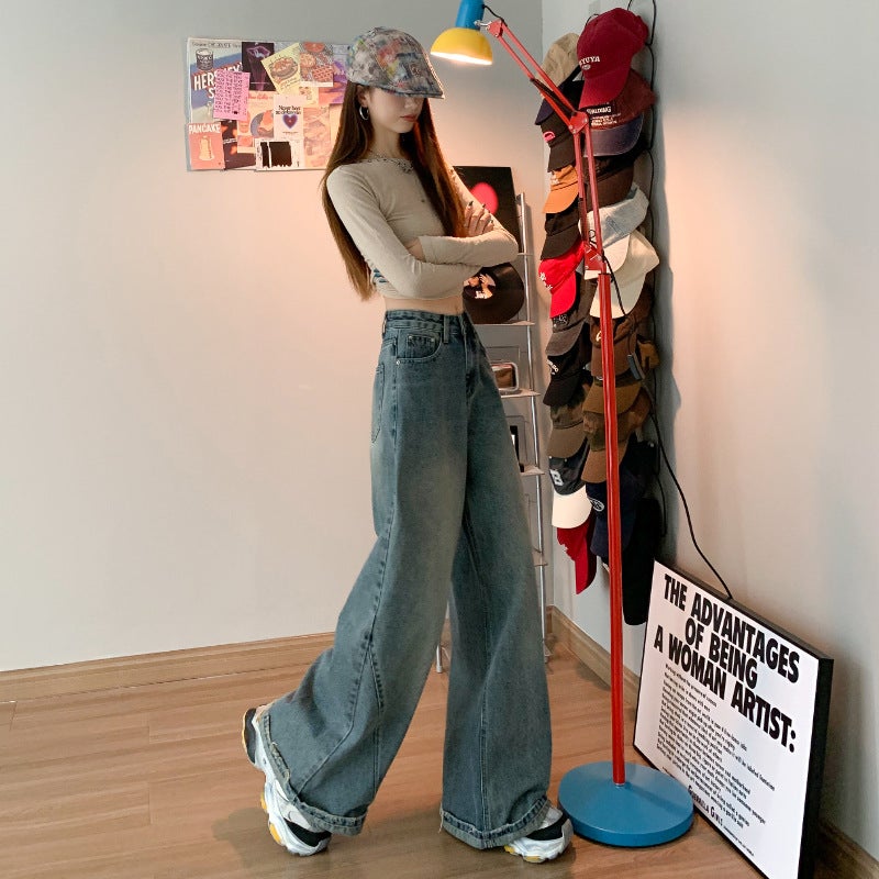 Large Wide Leg Jeans Women'S Autumn Casual Loose High Waist Slimming Straight Jumping Pants Autumn Wide Leg Pants Women'S Autumn - Image 5