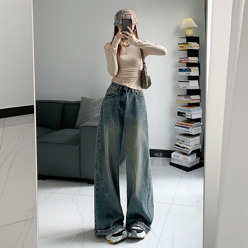 Large Wide Leg Jeans Women'S Autumn Casual Loose High Waist Slimming Straight Jumping Pants Autumn Wide Leg Pants Women'S Autumn - Image 2