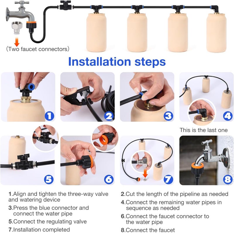 Lovely Ran 4 قطع من نظام ري الأولاس بسعة 17 أونصة، نظام سقي النباتات الذاتي للحديقة، نظام ري الحديقة 3.1x3.1x6 بوصة، أجهزة سقي النباتات التلقائية للحديقة والفناء، نظام ري الحديقة، وعاء ري الأولاس - Image 3