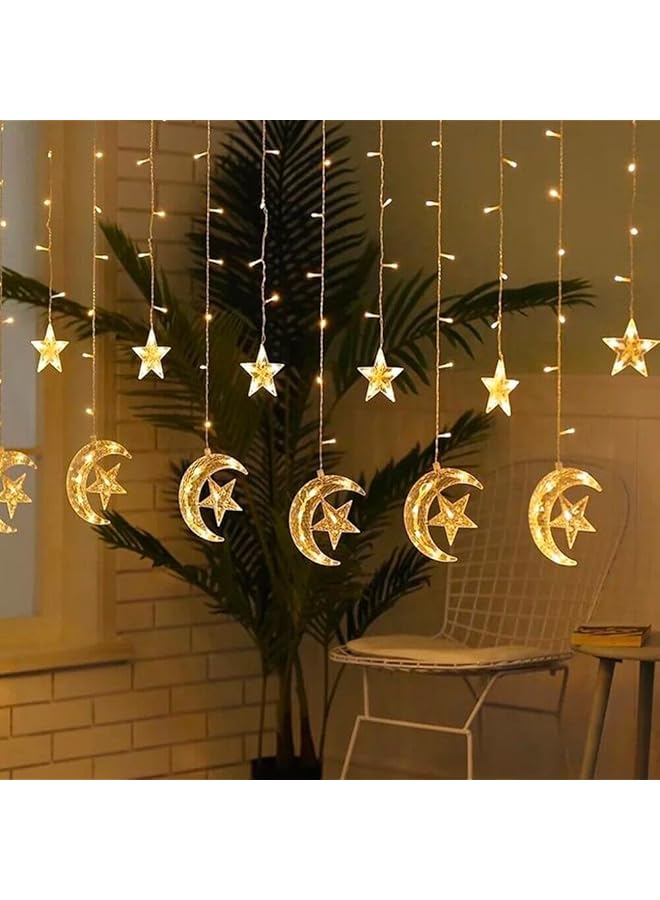 erorex Ramadan Decorations And Decorations Crescent Inside Dangling Stars 3 Meters Wide And 1 Meter Height Light Color Yellow Smart Devices Store - Image 3