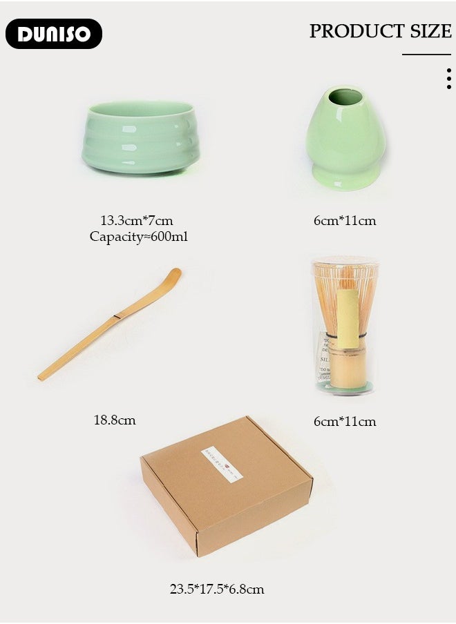 DUNISO Matcha Tea Set, 4pcs Matcha Whisk Set,Japanese Matcha Tea Set ,Traditional Scoop, Matcha Bowl, Ceramic Whisk Holder,Traditional Matcha Tool Set for Matcha Tea Ceremony  - Image 4