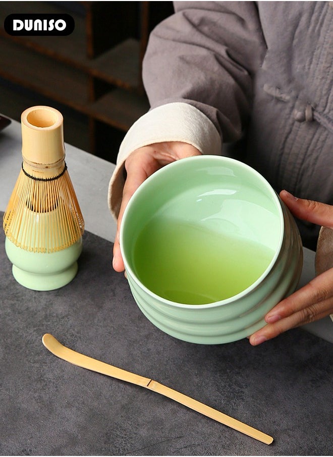 DUNISO - Matcha Tea Set, 4pcs Matcha Whisk Set,Japanese Matcha Tea Set ,Traditional Scoop, Matcha Bowl, Ceramic Whisk Holder,Traditional Matcha Tool Set for Matcha Tea Ceremony - Image 1