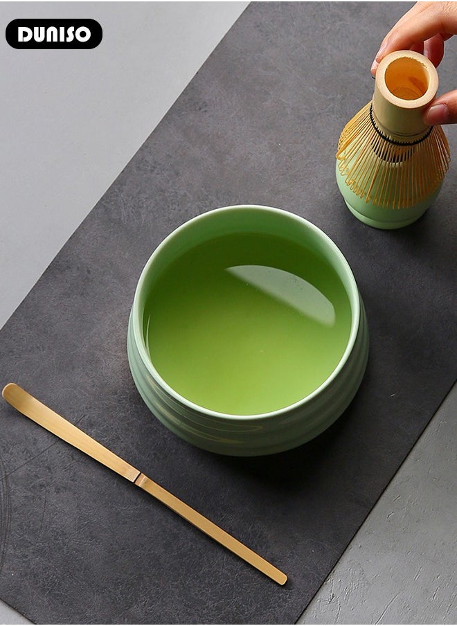 DUNISO - Matcha Tea Set, 4pcs Matcha Whisk Set,Japanese Matcha Tea Set ,Traditional Scoop, Matcha Bowl, Ceramic Whisk Holder,Traditional Matcha Tool Set for Matcha Tea Ceremony - Image 1