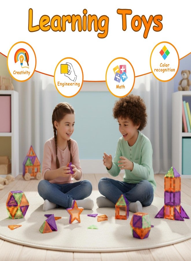 TOYTASTIC Magnetic Tiles Building Blocks for Kids Preschool Educational Magnetic Construction Toys for Creative Learning & Brain Development Safe STEM Toy for Toddlers Age 3–8 Years (28 Pieces) - Image 3