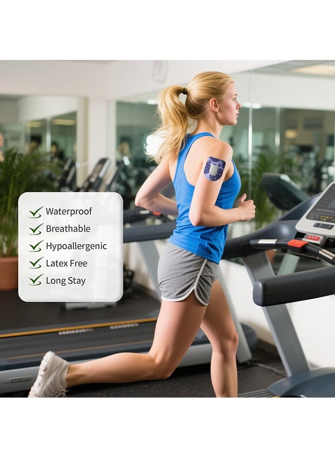دبليو أف أف أو 18 قطعة لصقات لاصقة متوافقة مع Omnipod 5، رقع CGM مقاومة للماء وقابلة للتنفس، أغطية مستشعر مقطوعة مسبقًا لحماية جهاز مراقبة الجلوكوز المستمر، مضادة للحساسية وخالية من اللاتكس، تصميم زهري ملون - Image 5