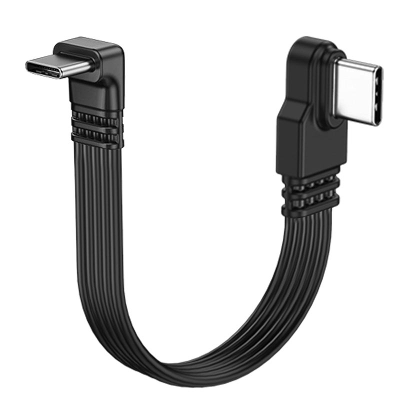LANMINGLEL Short 90 Degree USB Type C 2.0 Flat Cable,PD 65W USB C 2.0 Fast Charge Cord,Data & Fast Charging Sync Cord,Short USB Type C Flat Soft Data Cable,for Phone (Side to Angle, 0.1M) - Image 1