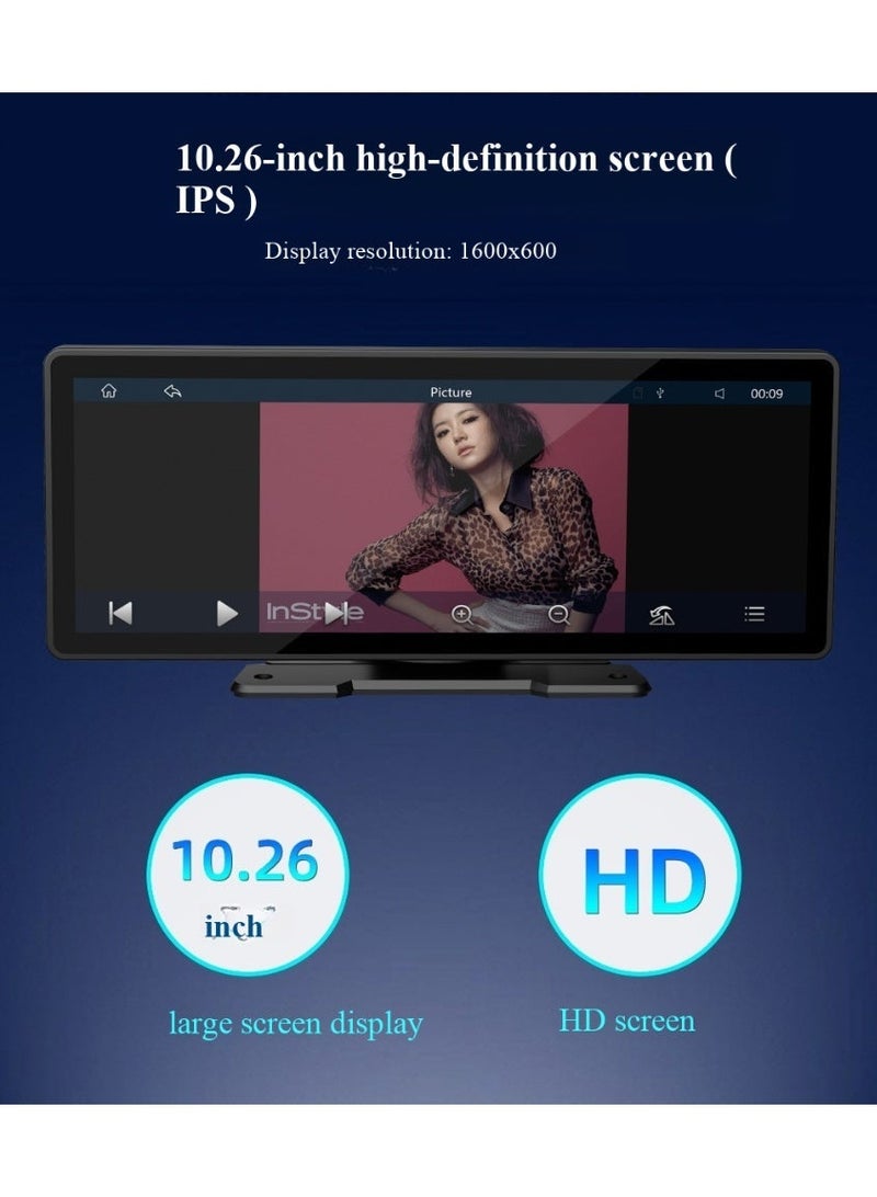 10.26 Inch Car Stereo MP5 Player BT Hands-Free Calling FM Radio Support Carplay Android Auto Phone Link Reversing Assist U-Disk/TF Card with Adjustable Bracket - Image 4