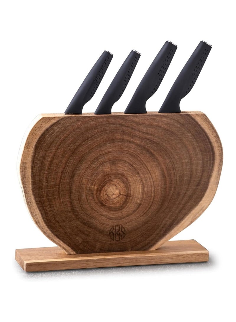 Bright Stone Bright.Stone Kitchen Knife Set with Wooden Agility Stand Side Tree Trunk Design  - Image 1