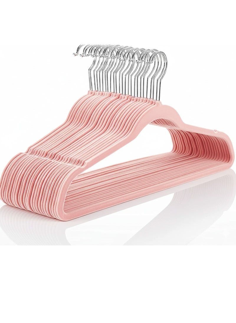 Red Dot Gift® 10-Pack Pink Non-Slip Velvet Hangers 45cm With 360 Degree Rotatable Hook - Durable & Slim - Non Slip Hangers for Coat Hangers - Pant Hangers - Image 1