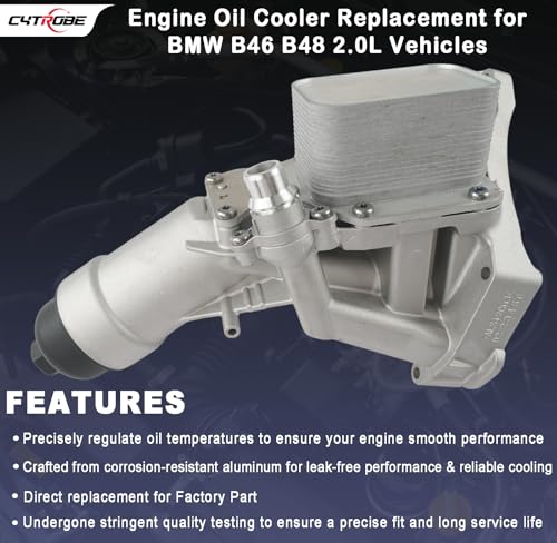 CYTROBE Upgrade Aluminum Engine Oil Cooler Filter Housing with Gasket, Bolts Compatible with 2016-2022 BMW F30 230i 330e 330i GT 430i 530i 530e 740e xDrive X3 X4 B46 B48 L4 2.0L Turbo Replace 11428596283 - Image 2