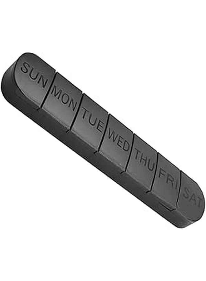 Weekly Pill Organizer Black 7 Compartment Portable Vitamin Travel Case - Image 1