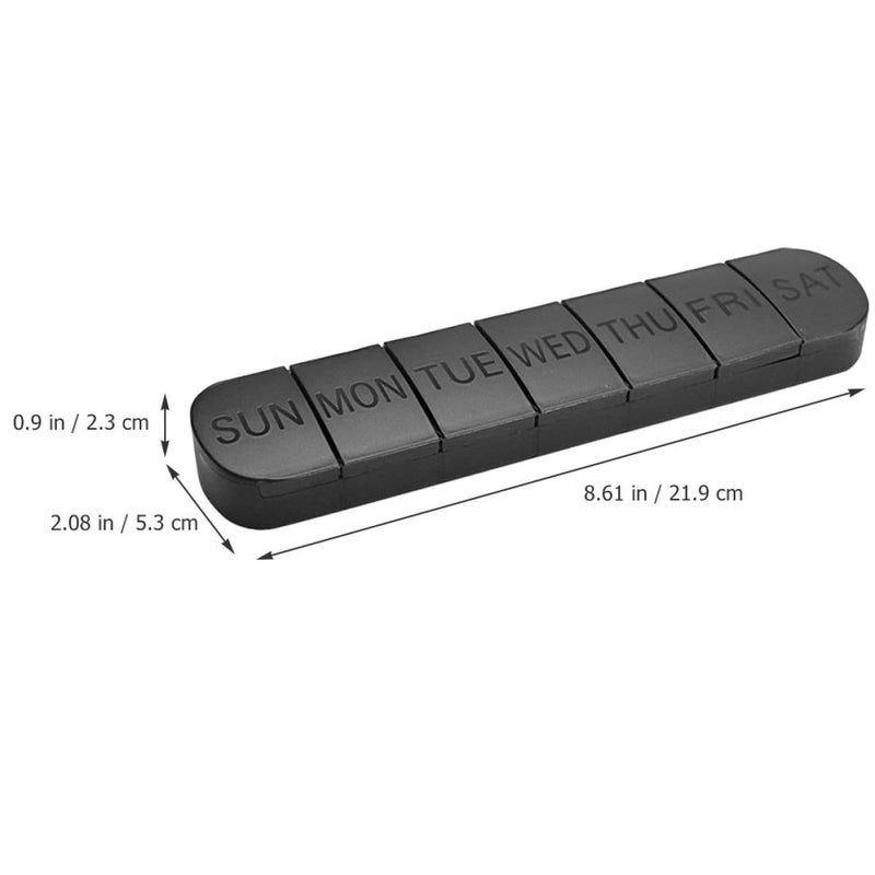 Weekly Pill Organizer Black 7 Compartment Portable Vitamin Travel Case - Image 3
