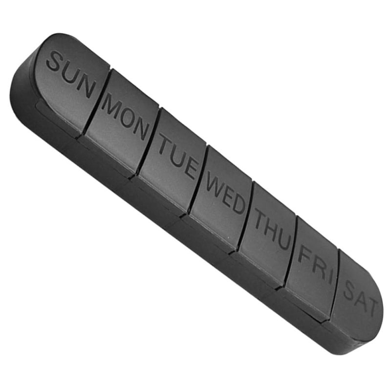 Weekly Pill Organizer Black 7 Compartment Portable Vitamin Travel Case - Image 2