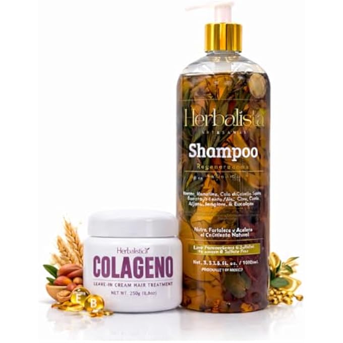 Herbalista Hair Repair Bundle â€“ Botanical Herbal Shampoo 1000ml + Collagen Leave-In Hair Treatment 250g â€“ Nourishing Hair Care Set with Keratin, Vitamin E & Botanical Extracts