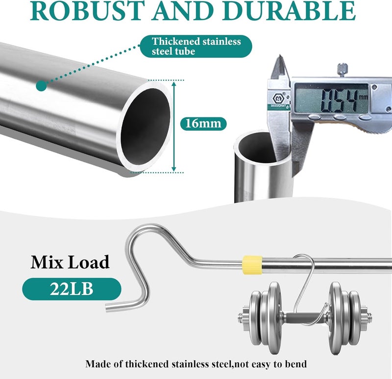 Greeily Clothes Hook Pole, Clothes Hanger Reaching Hook for Hanging Clothes Light and Plants Extendable from 35" to 50" Made of Stainless Steel Tube with Sponge Handle (51inch) - Image 4
