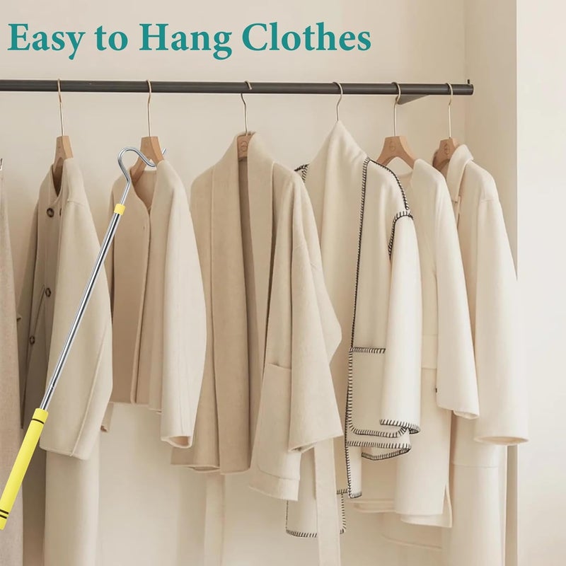 Greeily Clothes Hook Pole, Clothes Hanger Reaching Hook for Hanging Clothes Light and Plants Extendable from 35" to 50" Made of Stainless Steel Tube with Sponge Handle (51inch) - Image 5