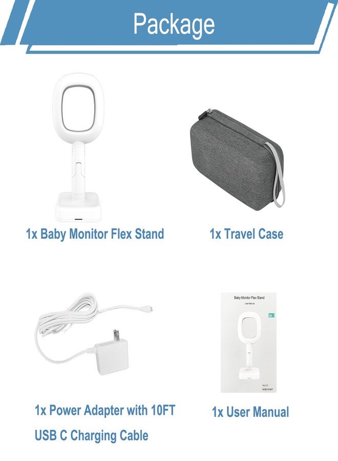 Derebir Travel Pack for Nanit Pro Baby Monitor, Travel Stand/Flex Stand for Nanit Pro & Protective Hard Shell Carrying Case, Portable and Easy Storage, 10FT USB C Charging Cable Power Adapter Included - Image 2