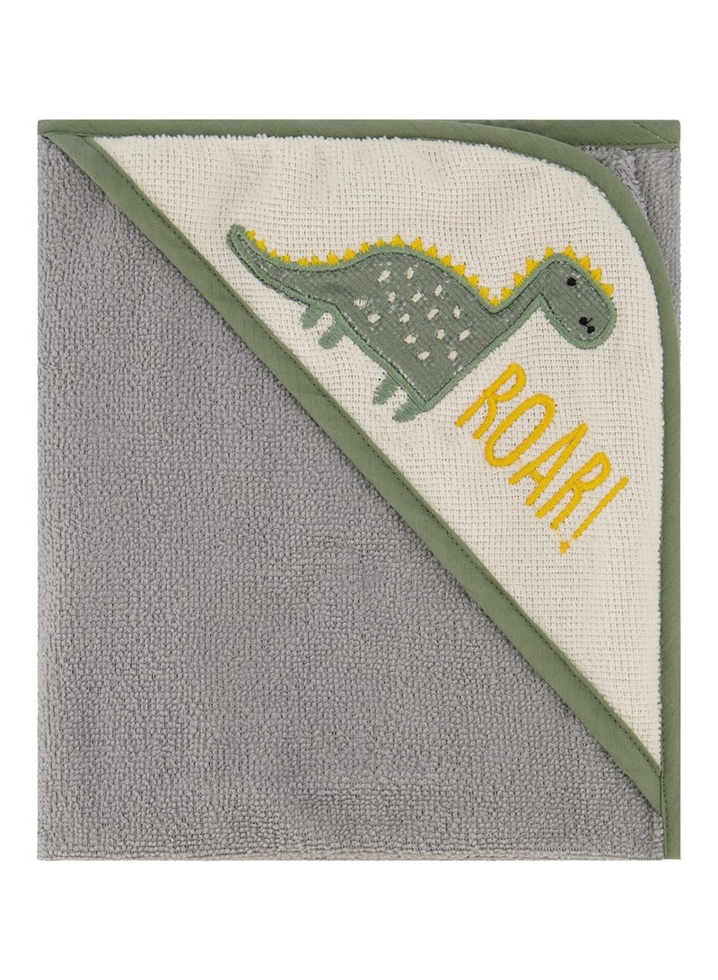 Cudlie Buttons & Stitches Baby Boy 3 Pack Rolled/Carded Hooded Towels in Dino Roar Print (GS71721) - Image 4