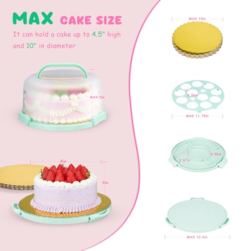 HYLCWTH Cake Carrier With Lid And Handle BpaFree Cake Holder With Lid For 10 Inch Round Cake Carrier With 10 pcs Round Golden Cake Boards And Portable Insulated Bag - Image 3