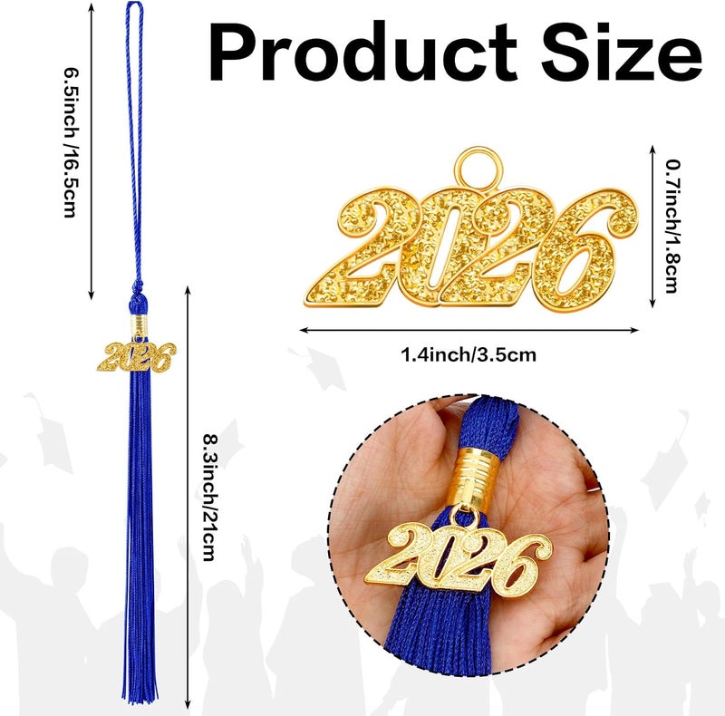 RHOttbiy 2026 Graduation Tassel, 2026 Tassel Graduation, 2026 Tassels for Graduations Cap with 2026 Year Gold Charms for Graduate Cap,Blue Graduations Tassels for Class of 2026 Graduate Ceremonies Accessories - Image 3