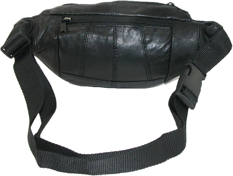 CTM Leather 6 Pocket Fanny Waist Pack Black - Image 2