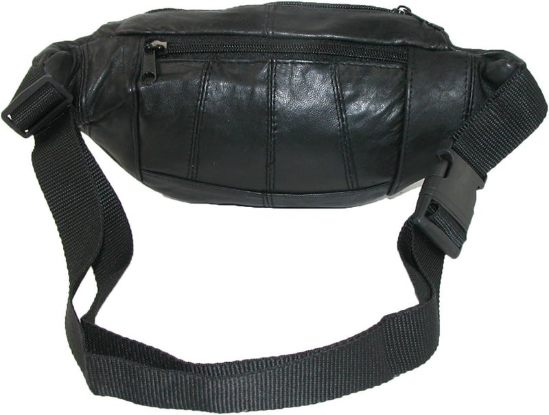 CTM Leather 6 Pocket Fanny Waist Pack Black - Image 4