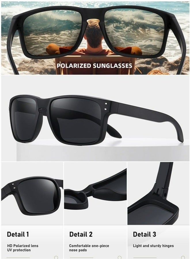 Retro Square Sunglasses For Men Women UV Protection Classic Design Driving Travel Daily Shades Black High Quality Fashion Anti Glare Suitable For Outdoor Activities Lens Size 55mm - Image 4