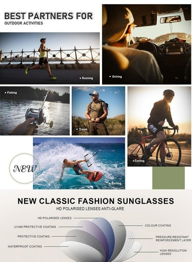 Retro Square Sunglasses For Men Women UV Protection Classic Design Driving Travel Daily Shades Black High Quality Fashion Anti Glare Suitable For Outdoor Activities Lens Size 55mm - Image 5