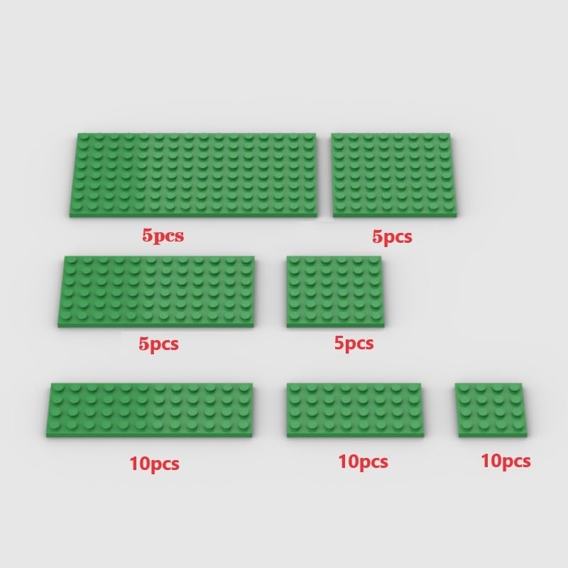 YUJHITP Classic Building Plate Assortment Pack 50pcs Green Bulk Plates With 7 Size Base Compatible With Lego Parts and Pieces Building Bricks for Most Brands Color Green - Image 4