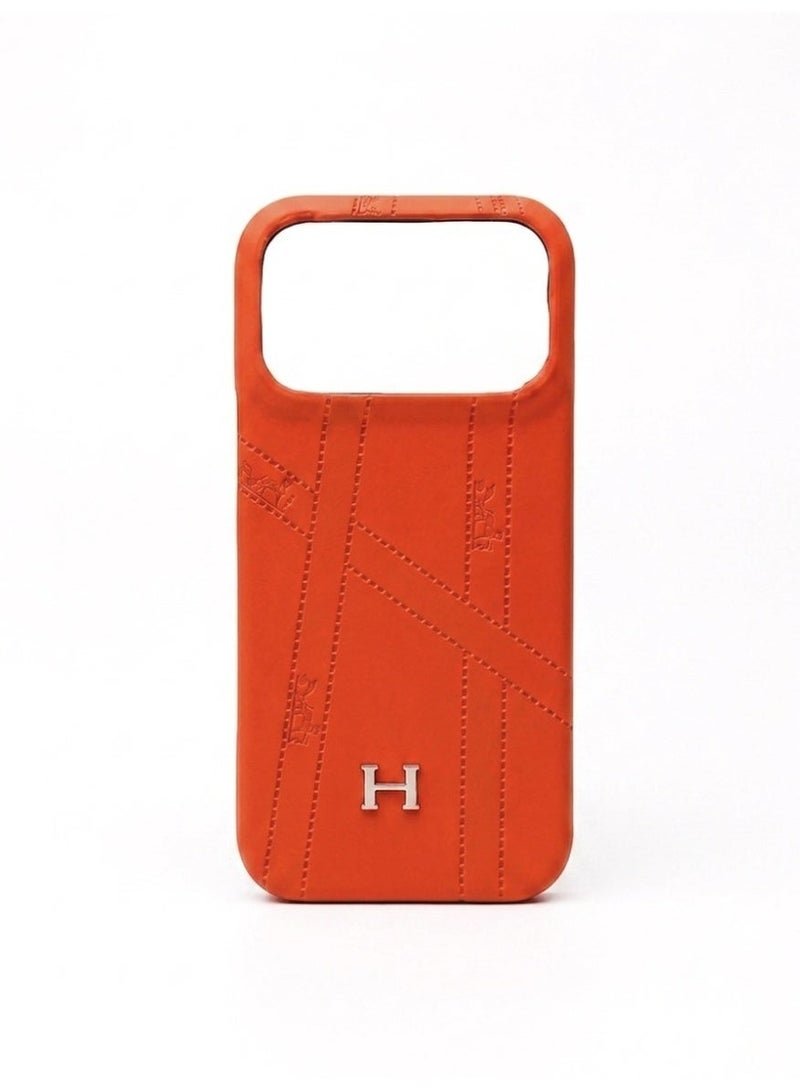 Luxury Embossed Case for iPhone 17  Pro Max – Orange - Image 1