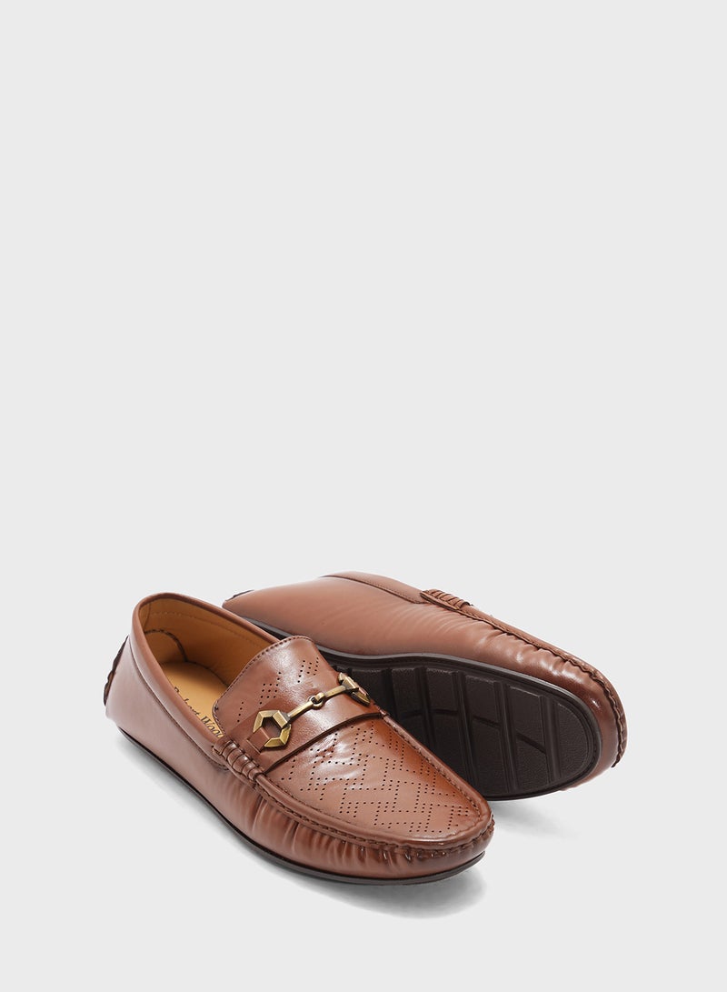Robert Wood Perforation Detail Casual Loafers  - Image 3