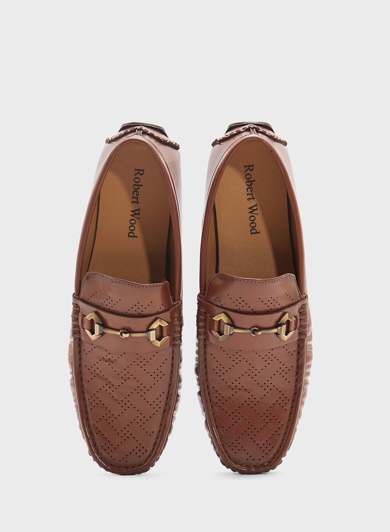 Robert Wood Perforation Detail Casual Loafers  - Image 4