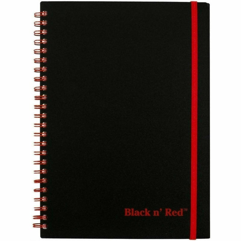 Black n' Red Notebook, Business Journal, 8-1/4" x 5-7/8", 70 Sheets, Ruled, Optik Paper, Scribzee App, Flexible Poly Cover, Wirebound, Black (C67009) - Image 4