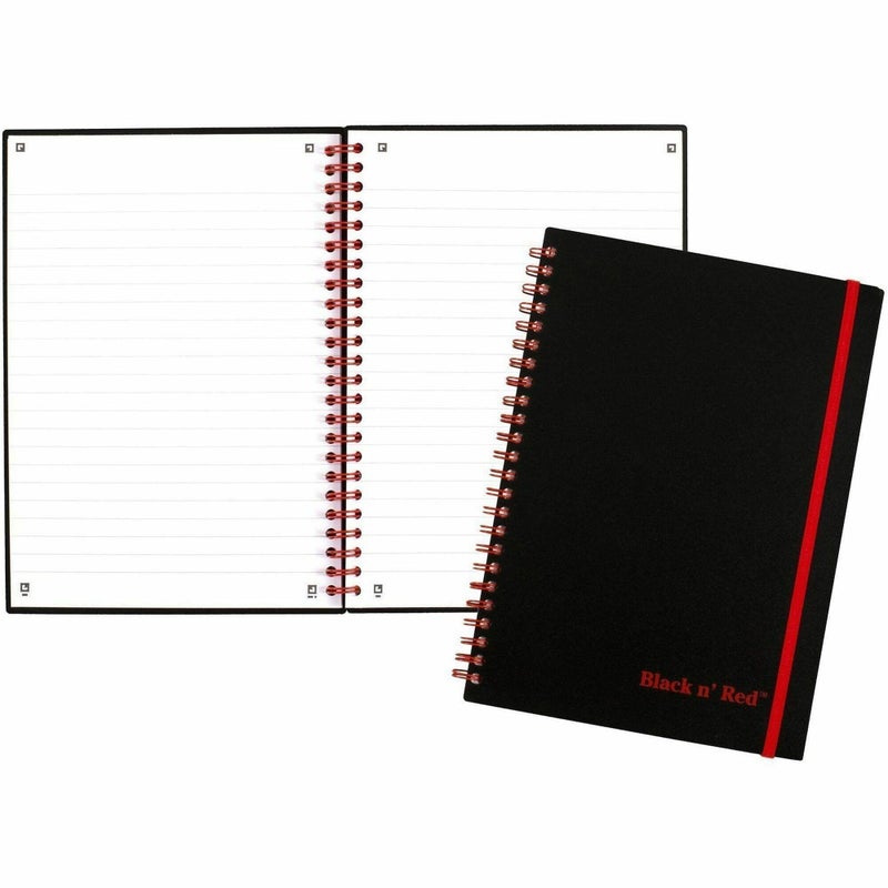 Black n' Red Notebook, Business Journal, 8-1/4" x 5-7/8", 70 Sheets, Ruled, Optik Paper, Scribzee App, Flexible Poly Cover, Wirebound, Black (C67009) - Image 3
