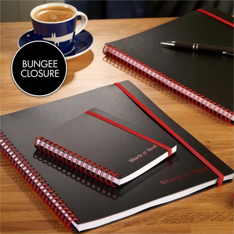 Black n' Red Notebook, Business Journal, 8-1/4" x 5-7/8", 70 Sheets, Ruled, Optik Paper, Scribzee App, Flexible Poly Cover, Wirebound, Black (C67009) - Image 5