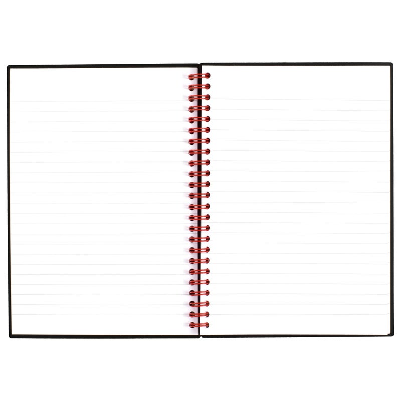 Black n' Red Notebook, Business Journal, 8-1/4" x 5-7/8", 70 Sheets, Ruled, Optik Paper, Scribzee App, Flexible Poly Cover, Wirebound, Black (C67009) - Image 2