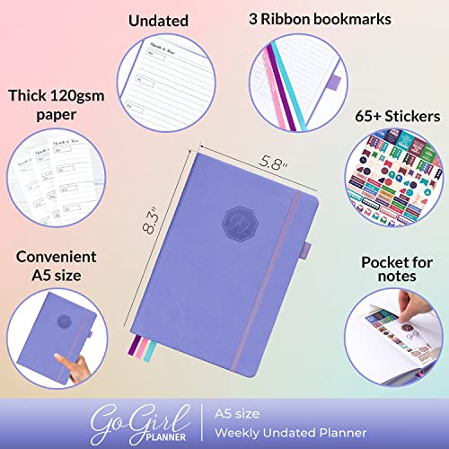 GoGirl Planner and Organizer for Women – A5 Size Weekly Planner, Goals Journal & Agenda to Improve Time Management, Productivity & Live Happier. Undated – Start Anytime, Lasts 1 Year – Lavender - Image 2