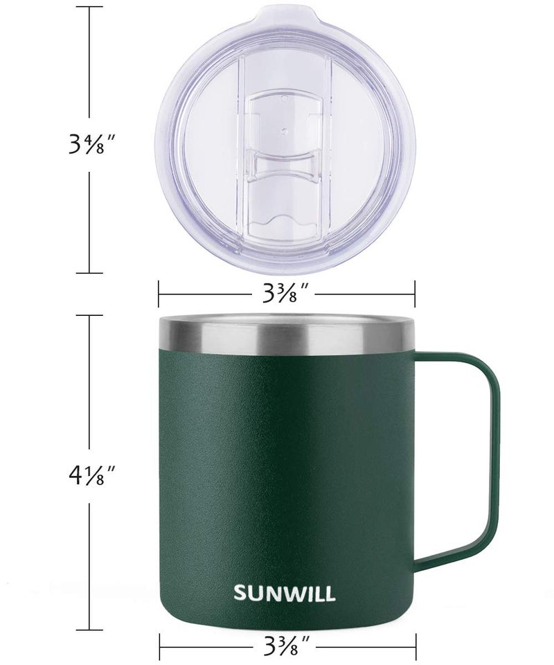 SUNWILL SUNWILL Coffee Mug Set with Handle and Lid 14 oz  Insulated Camping Mug 2 Pack  Double Wall Stainless Steel Travel Tumbler Cup  Reusable Coffee Cup Outdoor  Powder Coated Forest Green & Plum - Image 5