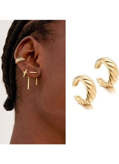 Mevecco Women Ear Cuff Earring Gold Non Pierced Ear Cartilage Clip on Wrap Hoop 14K Gold Filled Tiny Boho Beach Simple Minimalist Delicate Handmade Hypoallergenic Jewelry Gift-Sold as Single/Pair  - Image 3
