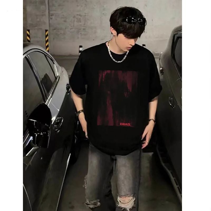 200G Short Sleeve Summer Men'S And Women'S American Style Design Sense Printed Niche Oversize High Street Heavy Cotton T-Shirt - Image 4