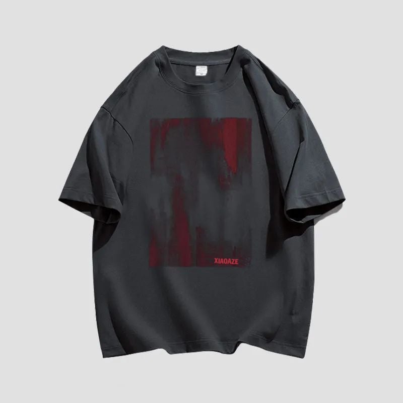 200G Short Sleeve Summer Men'S And Women'S American Style Design Sense Printed Niche Oversize High Street Heavy Cotton T-Shirt - Image 2