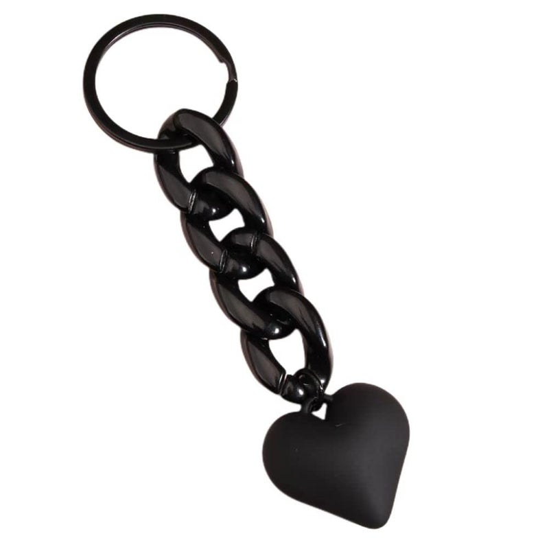 Lemua Black Heart Keychain for Women Cute Bag Charms for Handbags Purse Charm Acrylic Plastic Link Keychain Accessories for Car Keys Backpack - Image 1